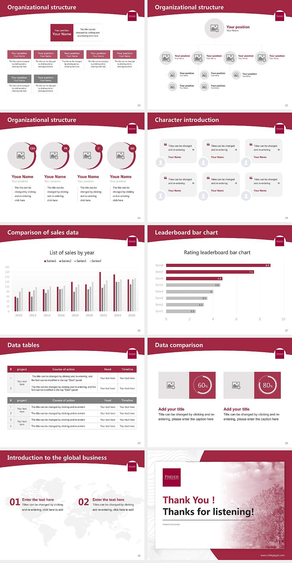 Friends University Academic Presentation/Research Findings Report PPT Template4:3 ratio PPT effect preview image4