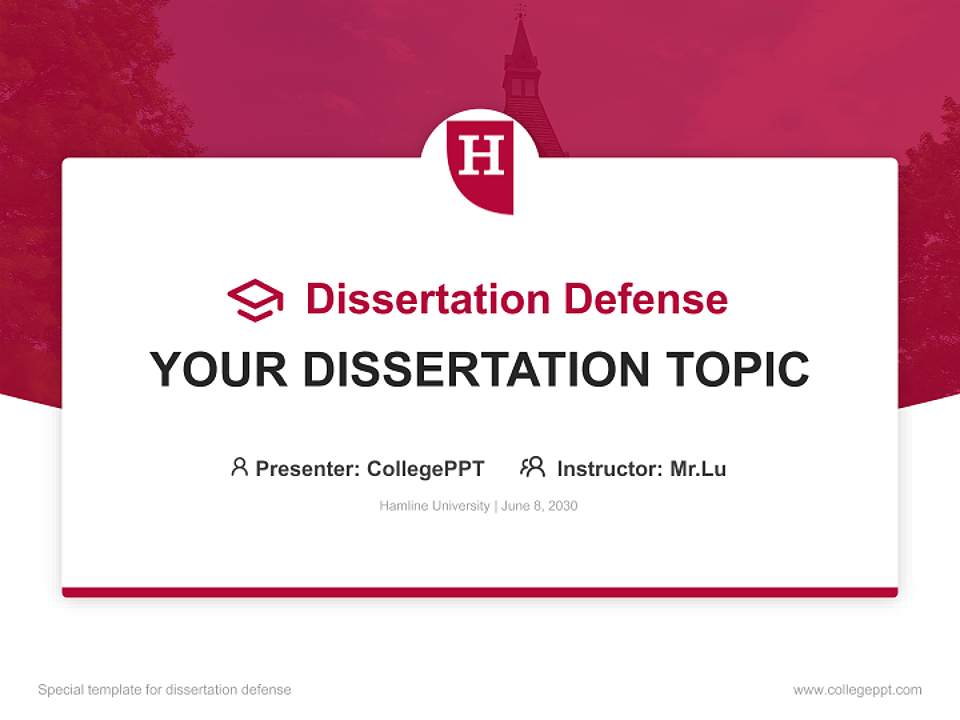 Hamline University Graduation Thesis Defense PPT Template4:3 ratio PPT effect preview image7