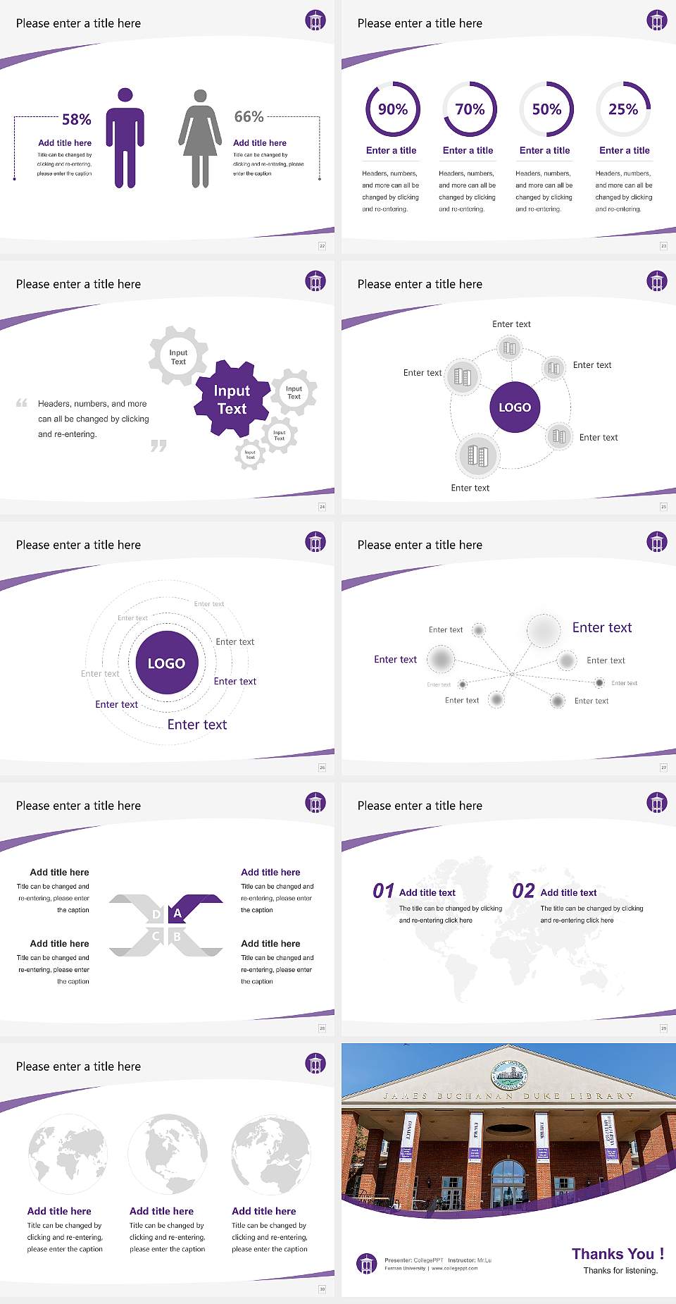 Furman University Course/Courseware Creation PPT Template4:3 ratio PPT effect preview image4