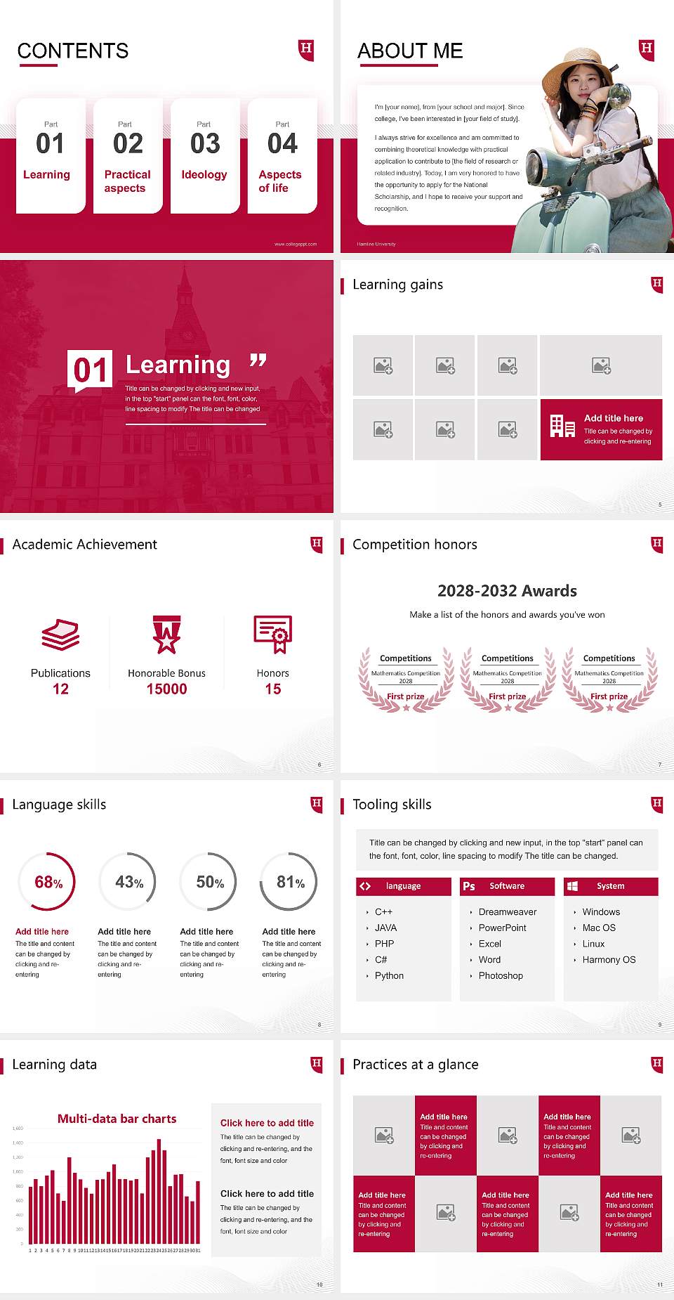 Hamline University National Scholarship Defense PPT Template4:3 ratio PPT effect preview image2