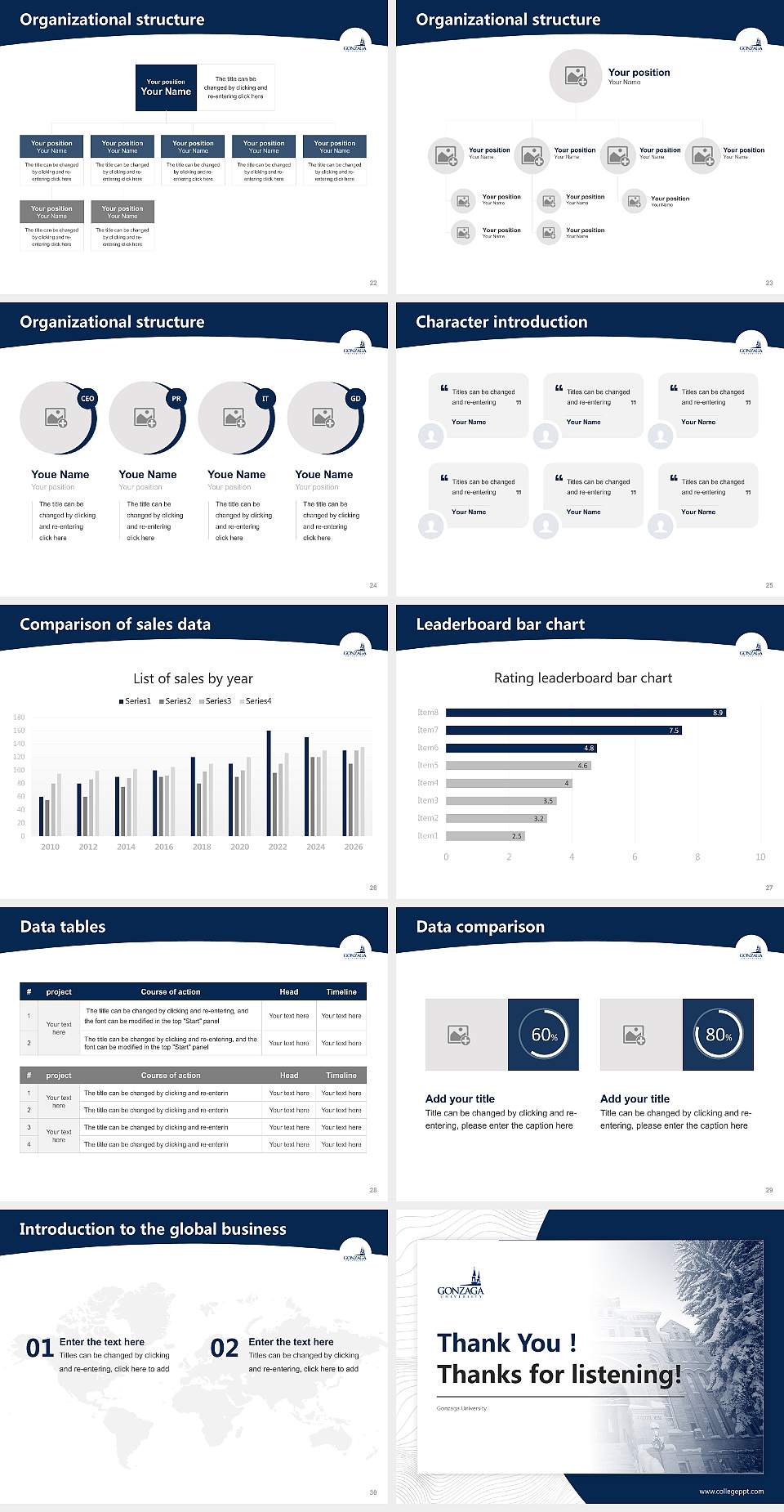Gonzaga University Academic Presentation/Research Findings Report PPT Template4:3 ratio PPT effect preview image4