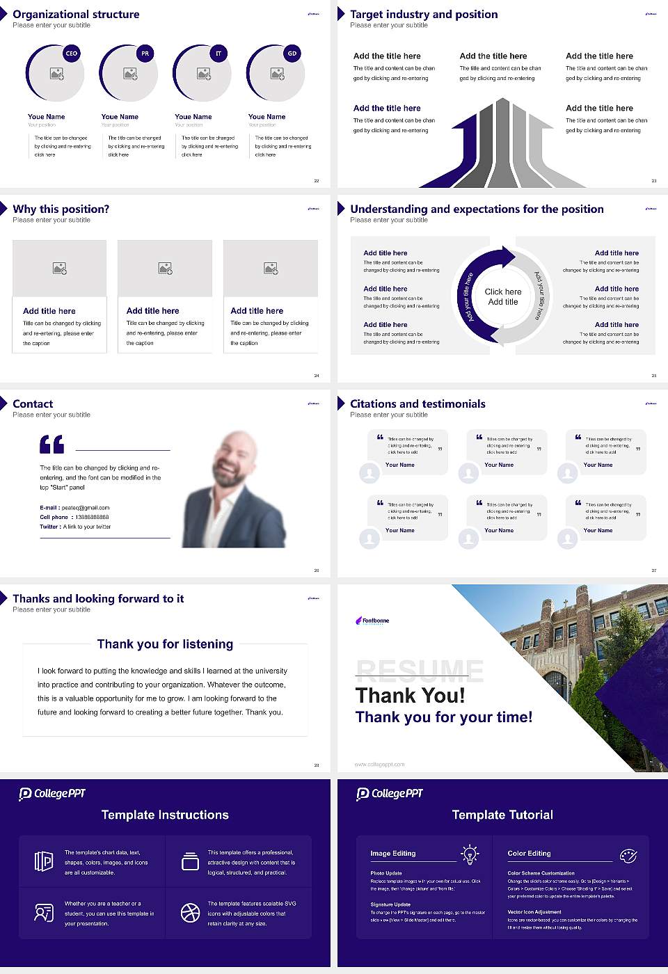 Fontbonne University Resume PPT Template16:9 ratio PPT effect preview image4
