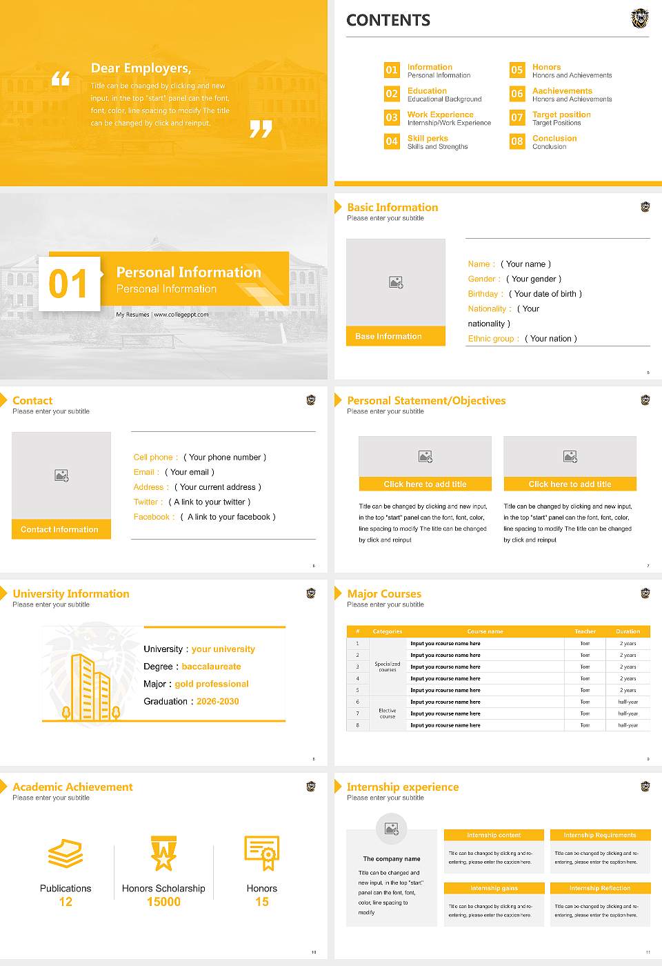 Fort Hays State University Resume PPT Template16:9 ratio PPT effect preview image2