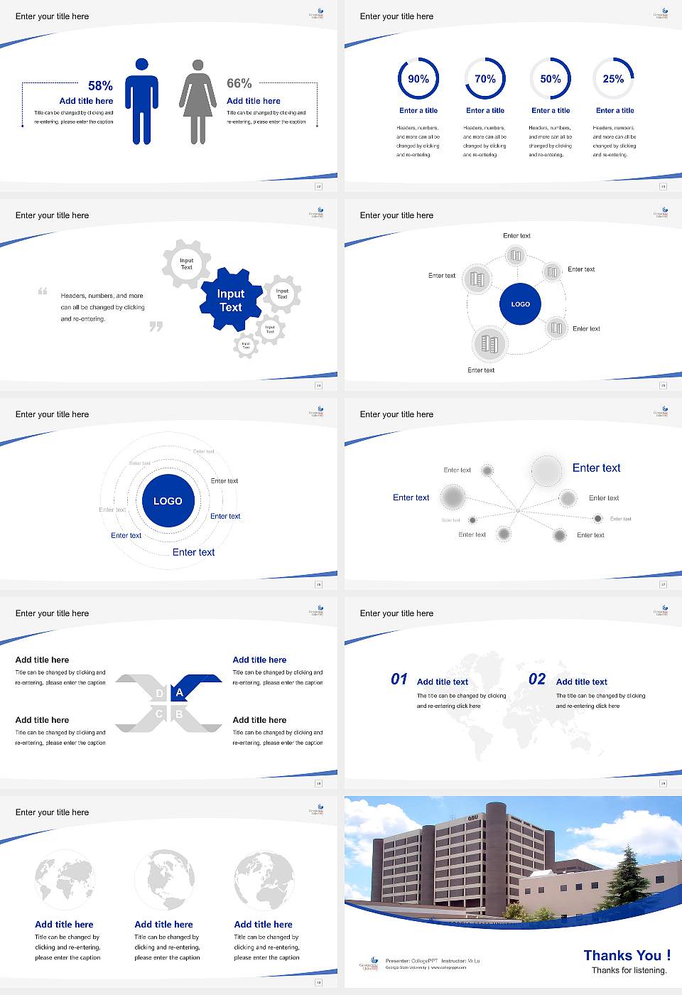 Georgia State University Course/Courseware Creation PPT Template16:9 ratio PPT effect preview image4