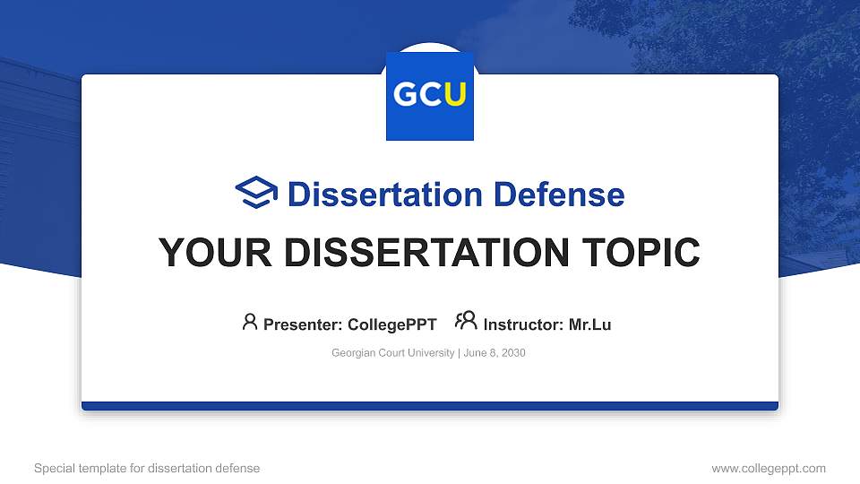 Georgian Court University Graduation Thesis Defense PPT Template16:9 ratio PPT effect preview image