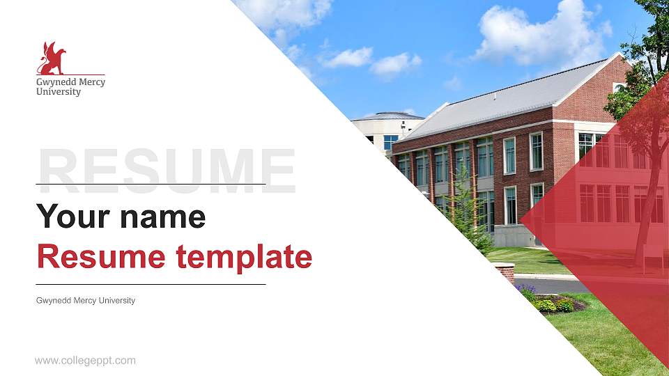 Gwynedd Mercy University Resume PPT Template16:9 ratio PPT effect preview image