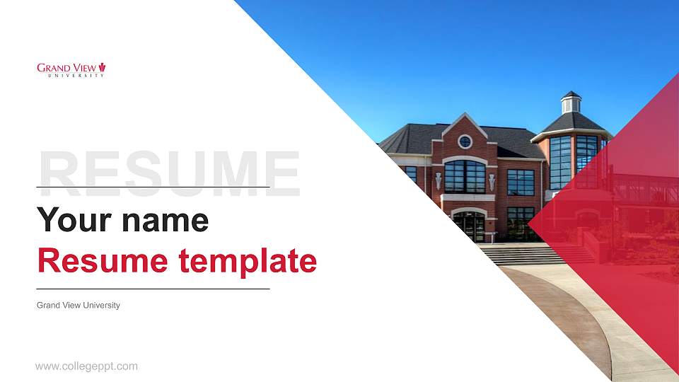 Grand View University Resume PPT Template16:9 ratio PPT effect preview image
