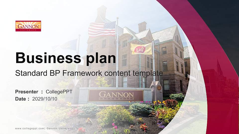 Gannon University Competition/Entrepreneurship Contest PPT Template16:9 ratio PPT effect preview image