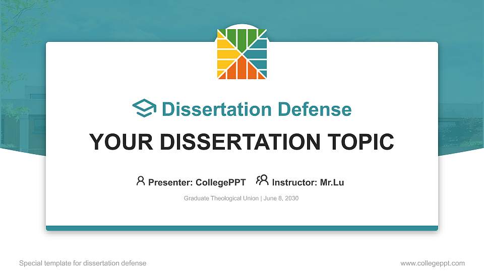 Graduate Theological Union Graduation Thesis Defense PPT Template16:9 ratio PPT effect preview image