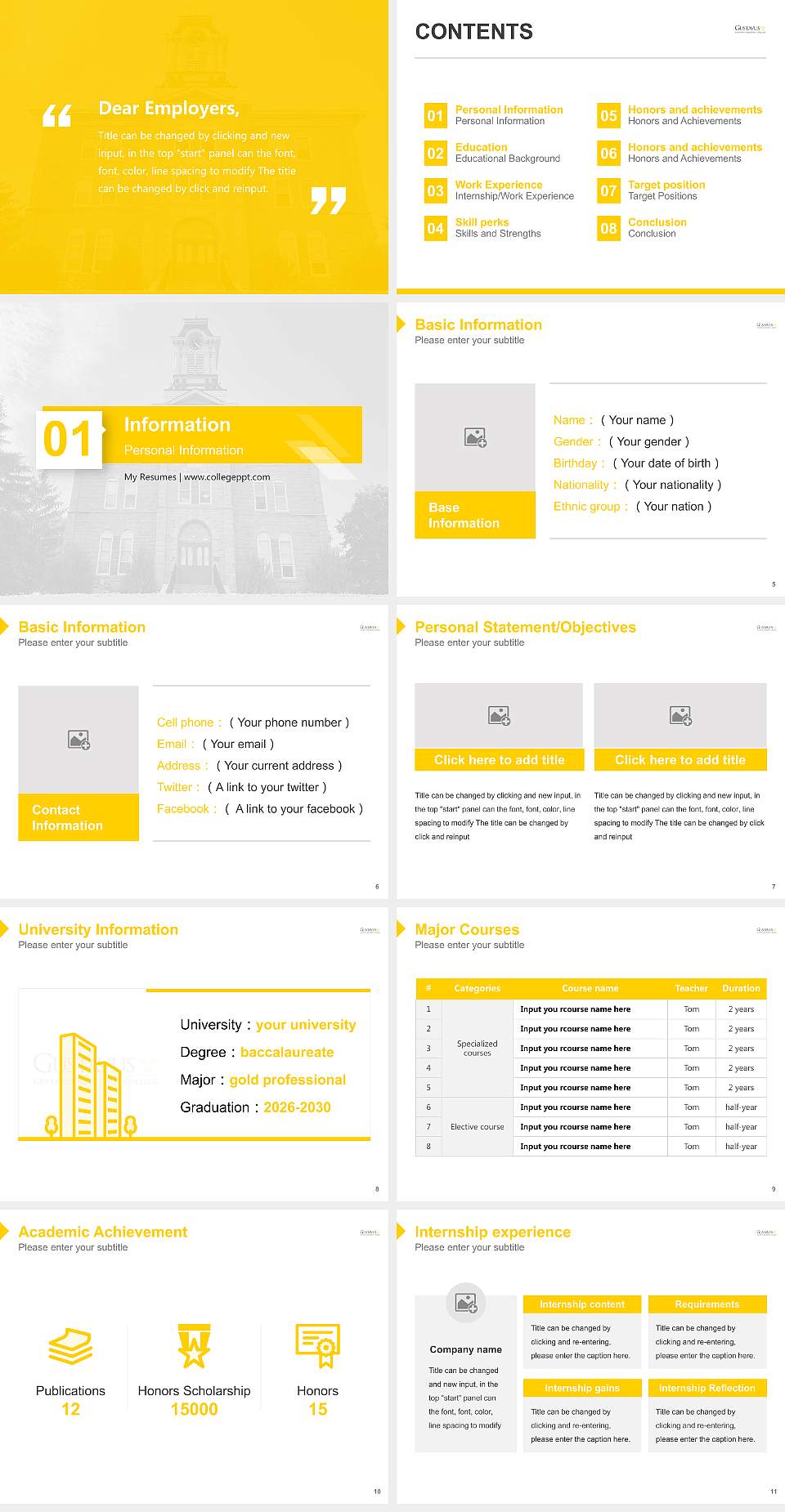 Gustavus Adolphus College Resume PPT Template4:3 ratio PPT effect preview image2