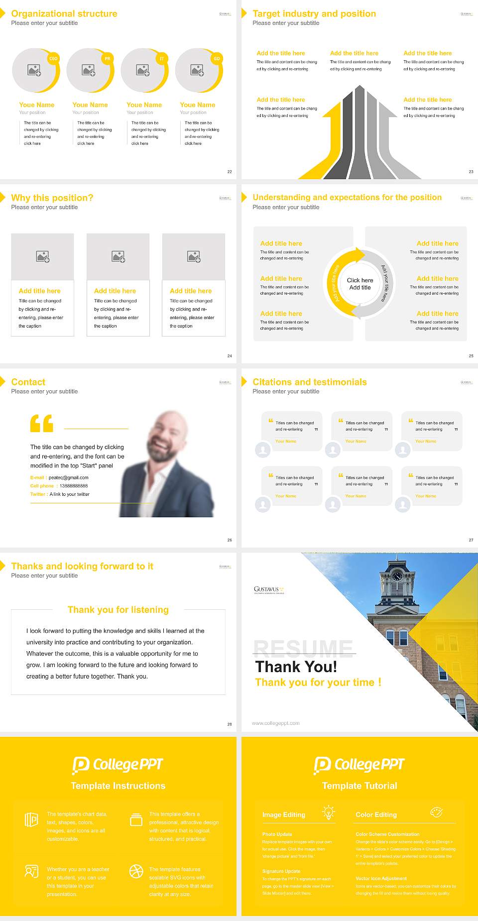 Gustavus Adolphus College Resume PPT Template4:3 ratio PPT effect preview image4