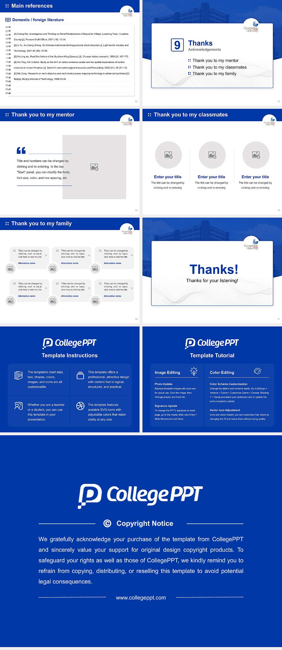 Georgia State University Graduation Thesis Defense PPT Template4:3 ratio PPT effect preview image7