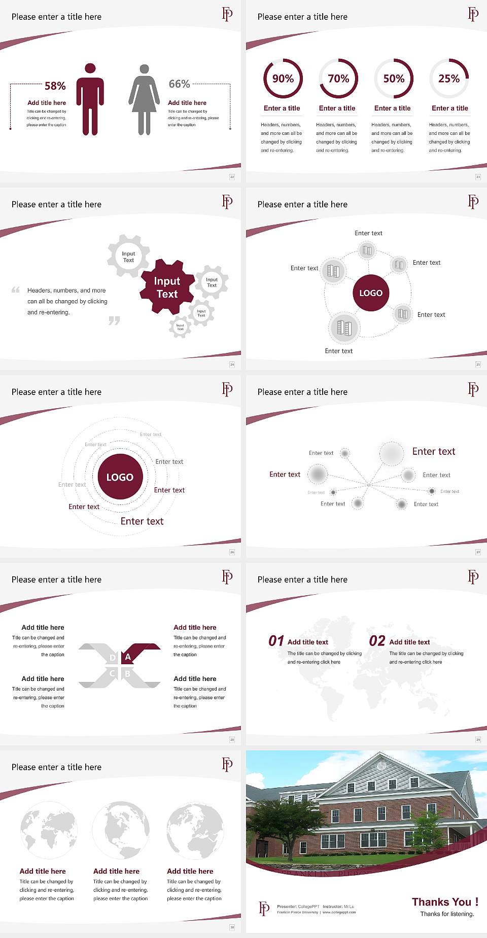 Franklin Pierce University Course/Courseware Creation PPT Template4:3 ratio PPT effect preview image4