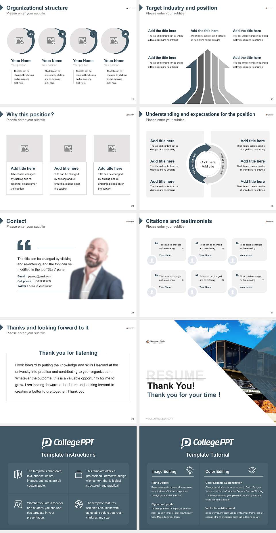 Governors State University Resume PPT Template4:3 ratio PPT effect preview image4
