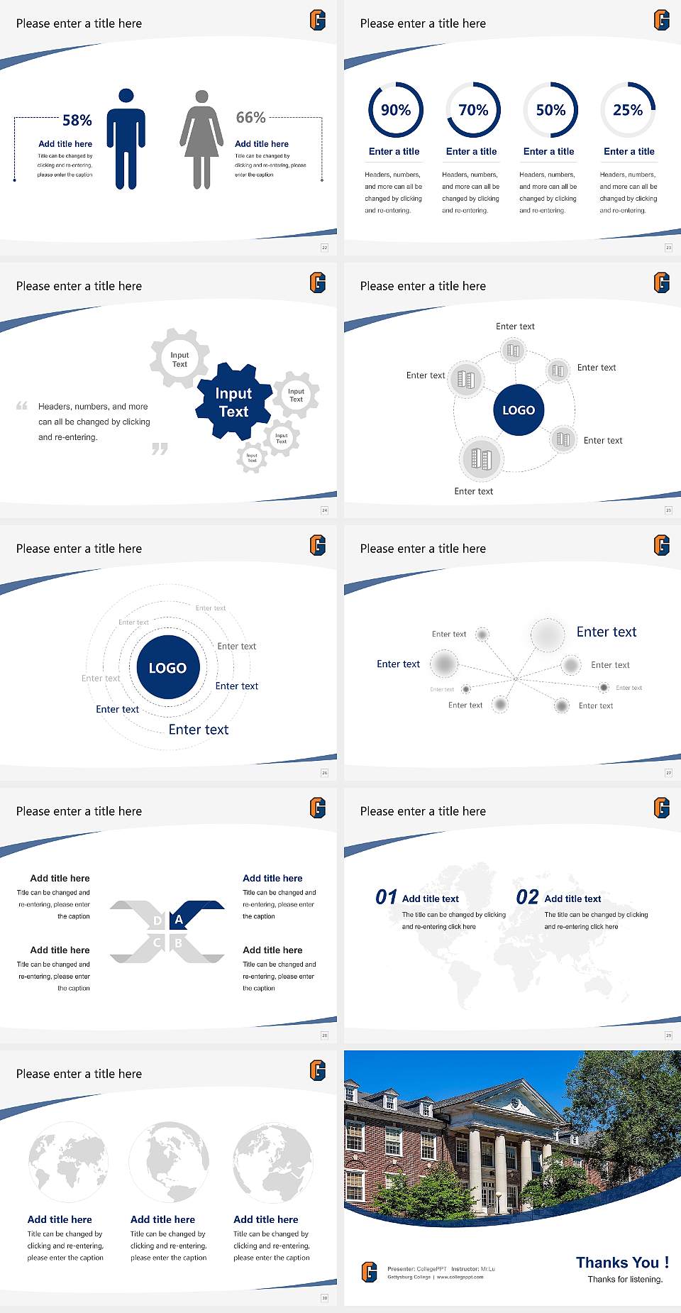 Gettysburg College Course/Courseware Creation PPT Template4:3 ratio PPT effect preview image4