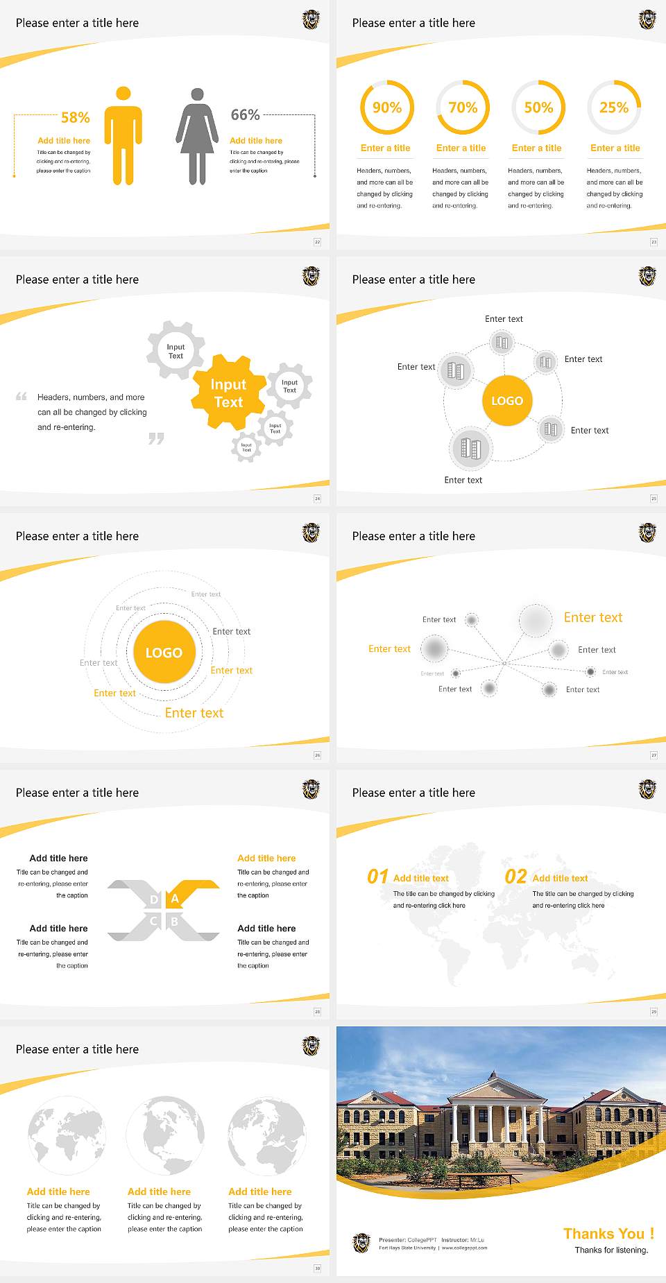 Fort Hays State University Course/Courseware Creation PPT Template4:3 ratio PPT effect preview image4