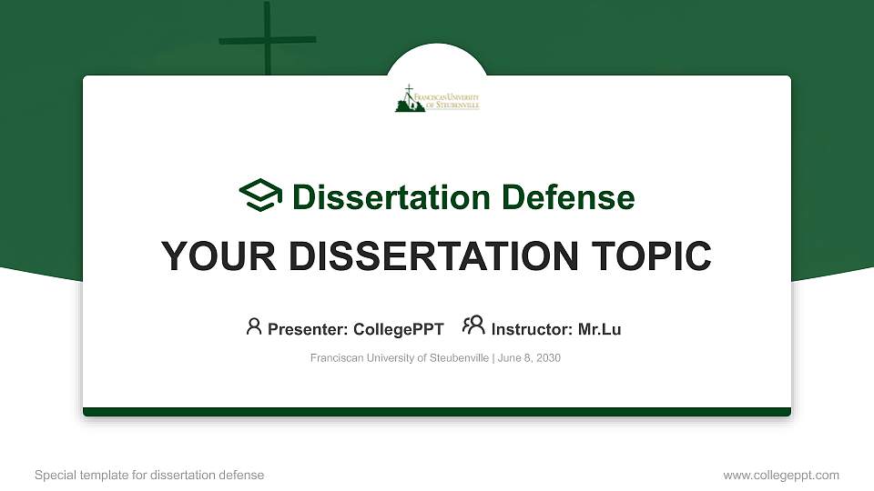Franciscan University of Steubenville Graduation Thesis Defense PPT Template16:9 ratio PPT effect preview image1