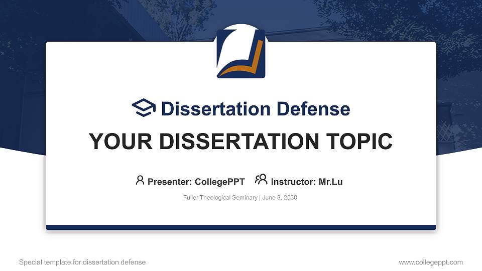 Fuller Theological Seminary Graduation Thesis Defense PPT Template16:9 ratio PPT effect preview image