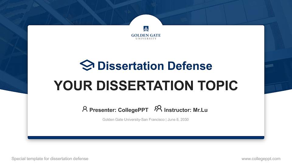 Golden Gate University-San Francisco Graduation Thesis Defense PPT Template16:9 ratio PPT effect preview image