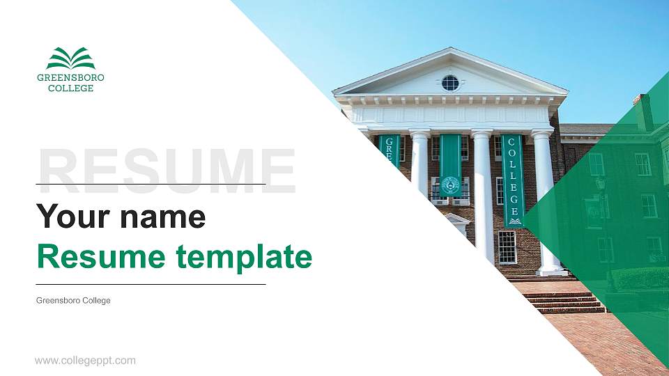 Greensboro College Resume PPT Template16:9 ratio PPT effect preview image