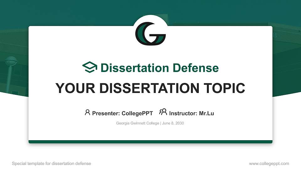 Georgia Gwinnett College Graduation Thesis Defense PPT Template16:9 ratio PPT effect preview image
