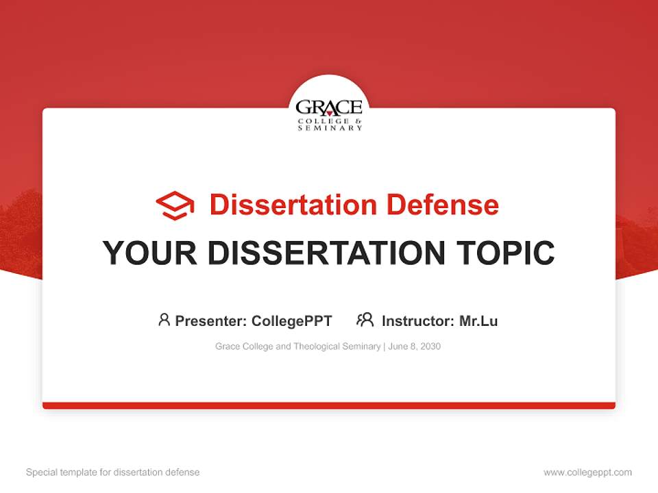 Grace College and Theological Seminary Graduation Thesis Defense PPT Template4:3 ratio PPT effect preview image7