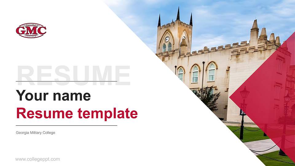 Georgia Military College Resume PPT Template16:9 ratio PPT effect preview image
