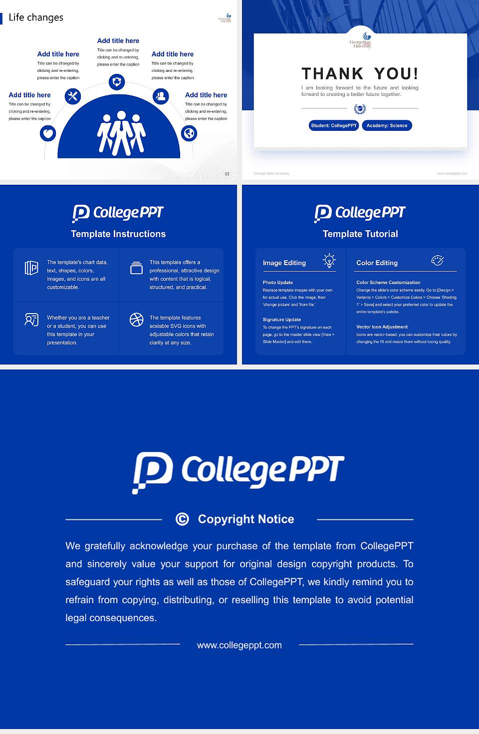 Georgia State University National Scholarship Defense PPT Template4:3 ratio PPT effect preview image4