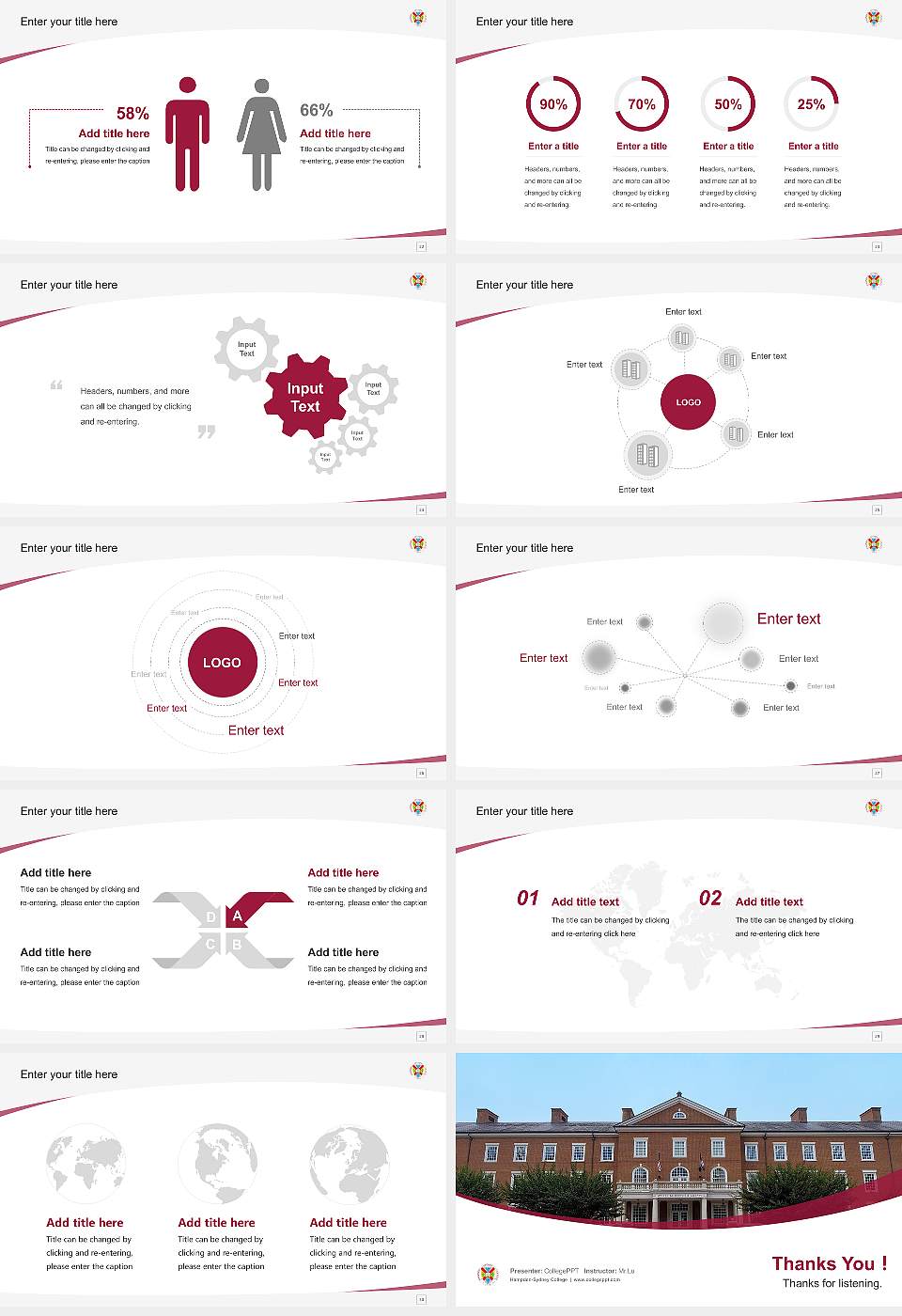 Hampden-Sydney College Course/Courseware Creation PPT Template16:9 ratio PPT effect preview image4