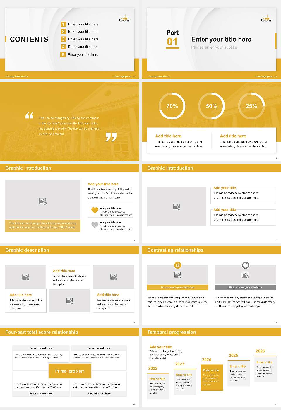 Grambling State University Thesis Proposal/Graduation Defense PPT Template16:9 ratio PPT effect preview image2