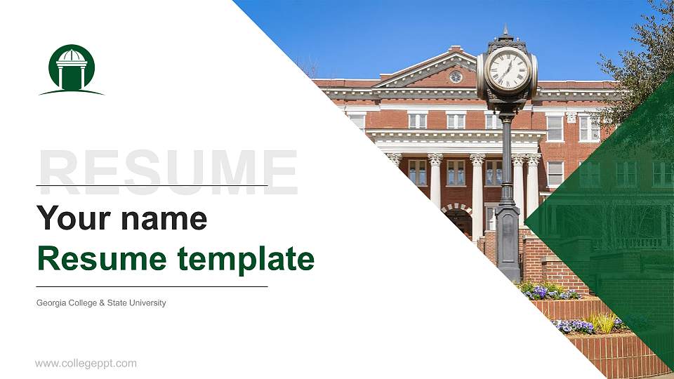 Georgia College & State University Resume PPT Template16:9 ratio PPT effect preview image