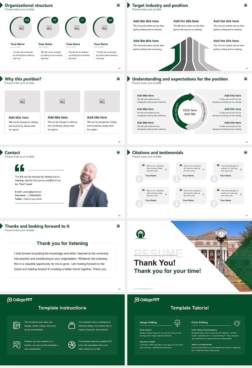 Georgia College & State University Resume PPT Template16:9 ratio PPT effect preview image4