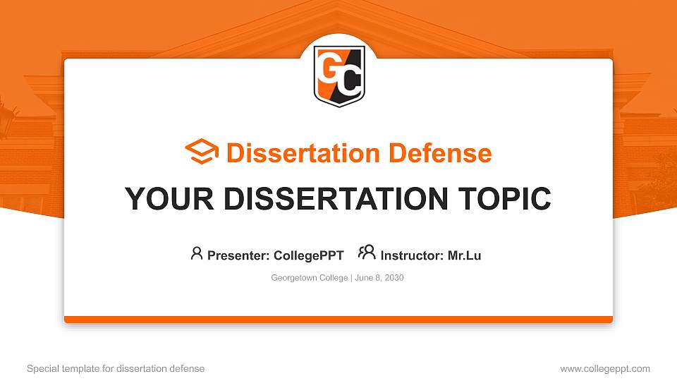 Georgetown College Graduation Thesis Defense PPT Template16:9 ratio PPT effect preview image