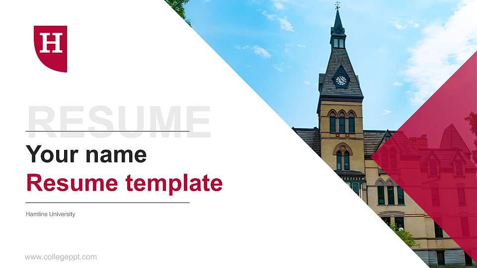 Hamline University Resume PPT Template16:9 ratio PPT effect preview image