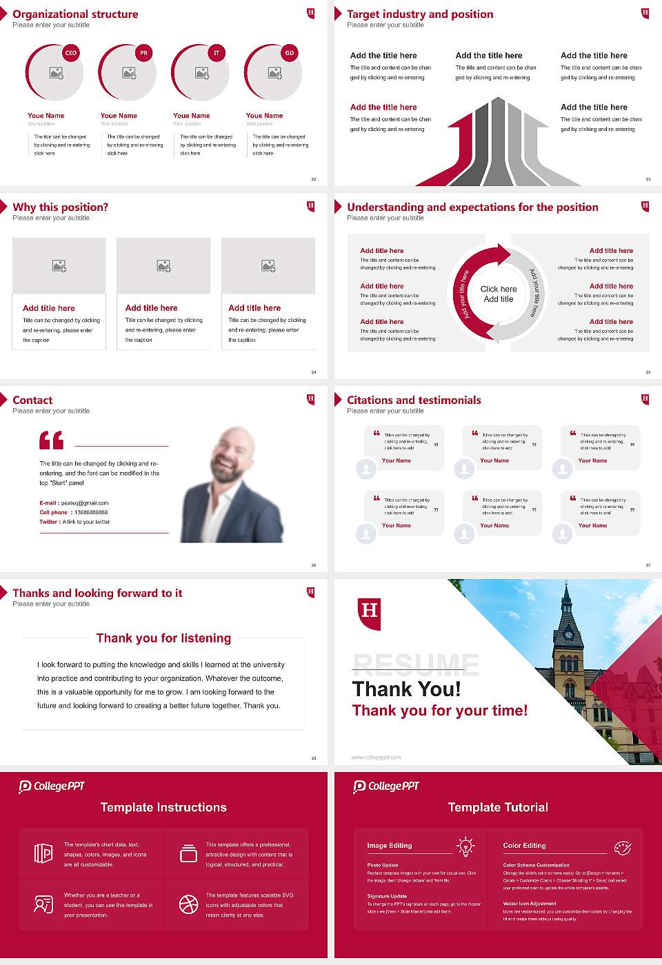 Hamline University Resume PPT Template16:9 ratio PPT effect preview image4