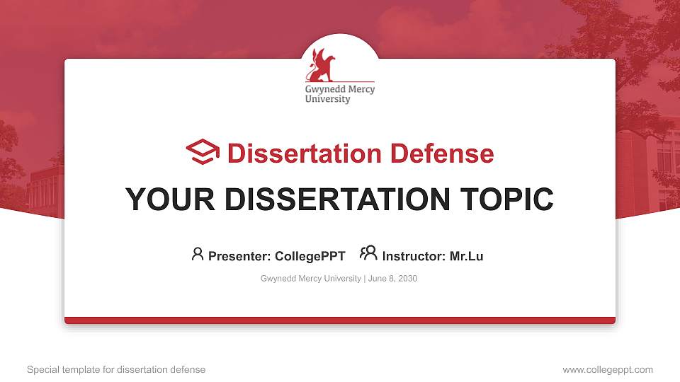 Gwynedd Mercy University Graduation Thesis Defense PPT Template16:9 ratio PPT effect preview image