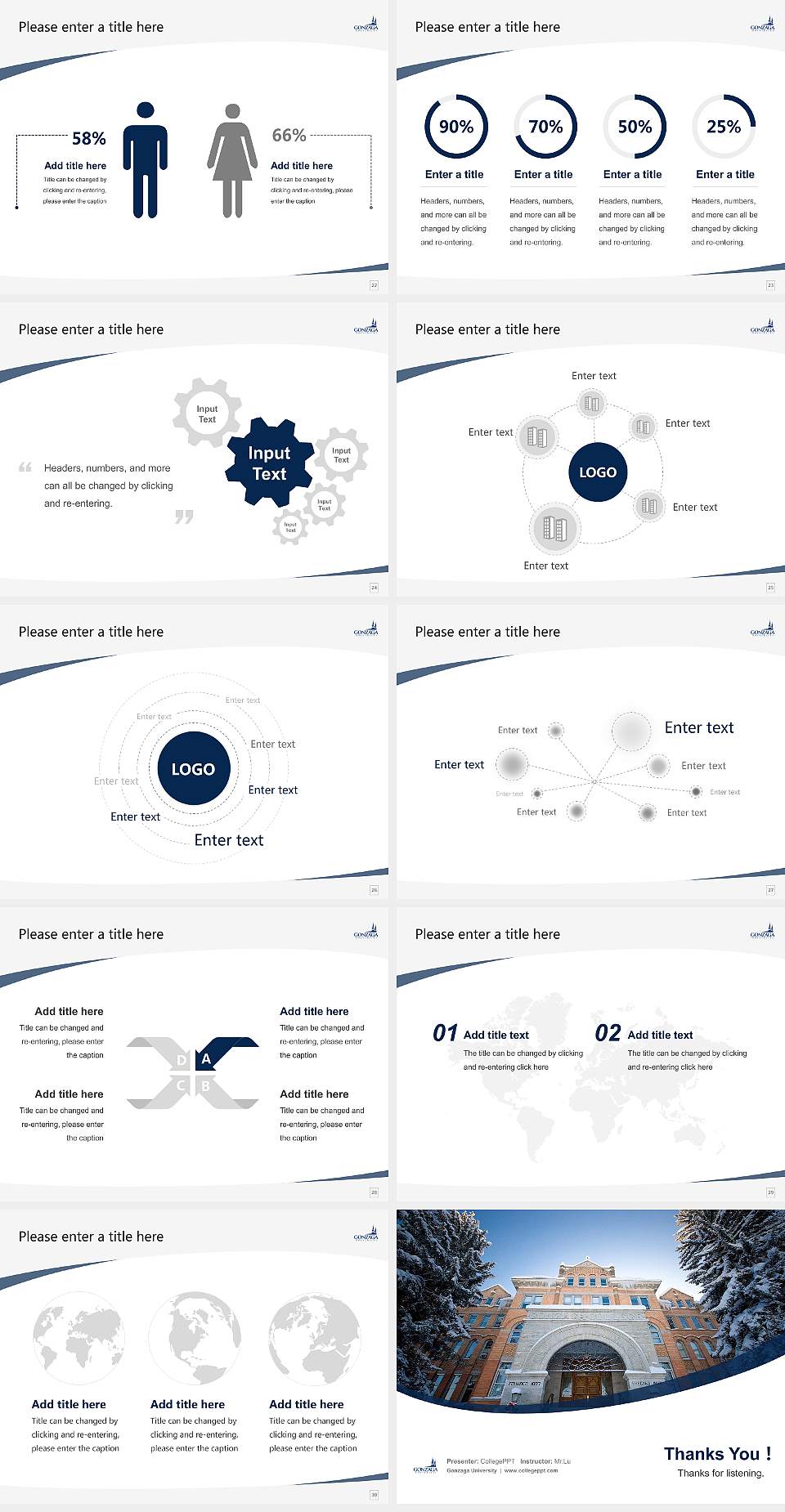 Gonzaga University Course/Courseware Creation PPT Template4:3 ratio PPT effect preview image4