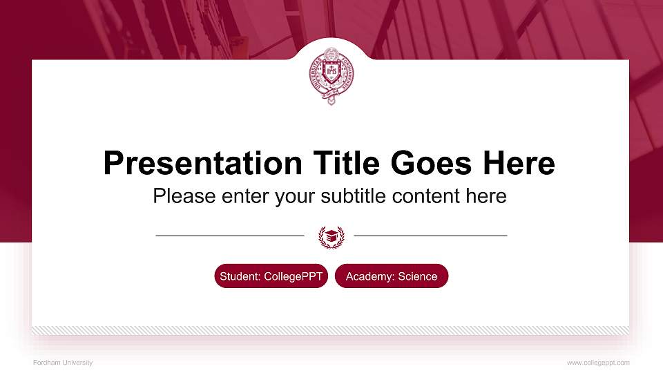Fordham University National Scholarship Defense PPT Template16:9 ratio PPT effect preview image