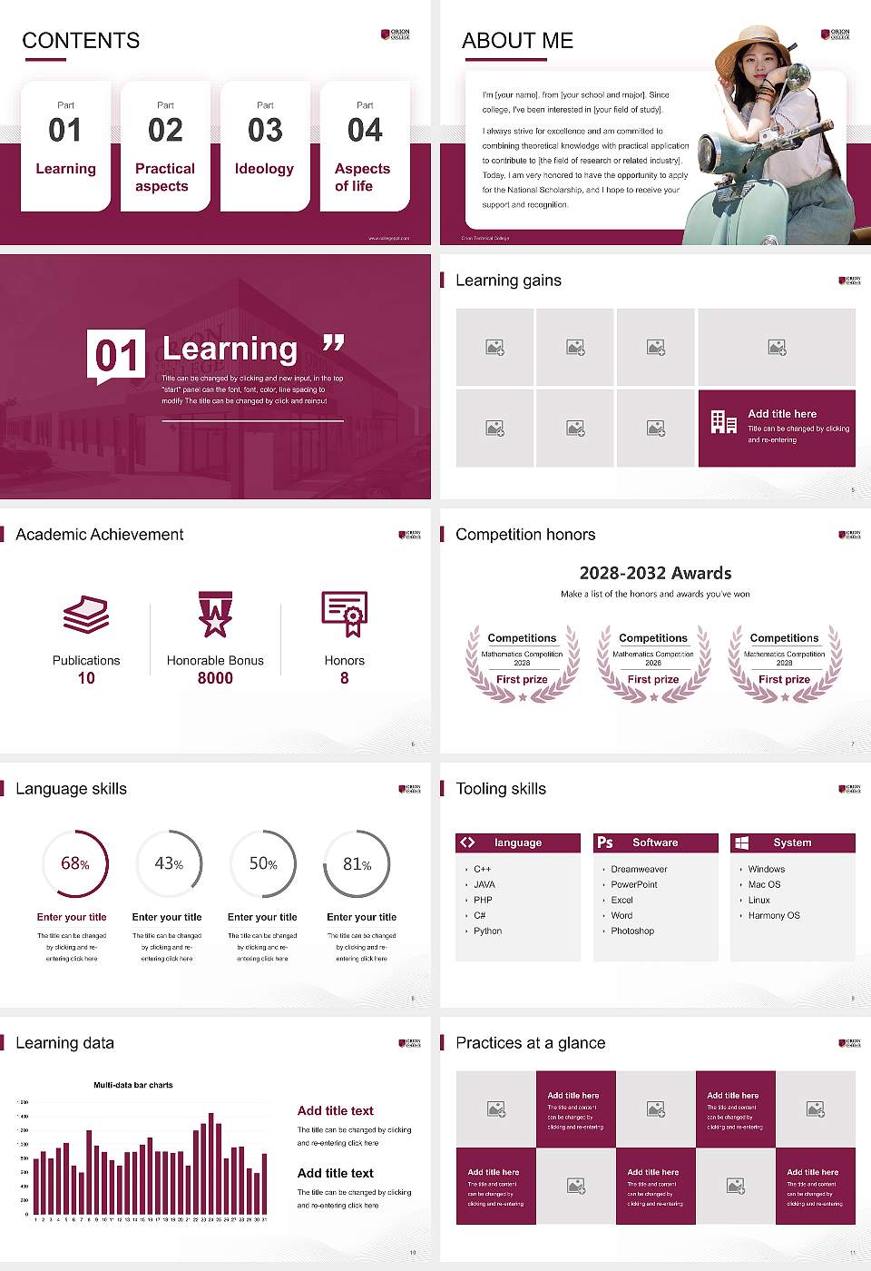 Orion Technical College National Scholarship Defense PPT Template16:9 ratio PPT effect preview image2