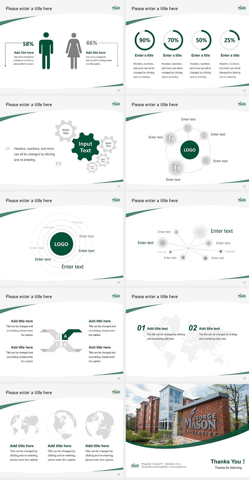George Mason University(GMU) Course/Courseware Creation PPT Template4:3 ratio PPT effect preview image4