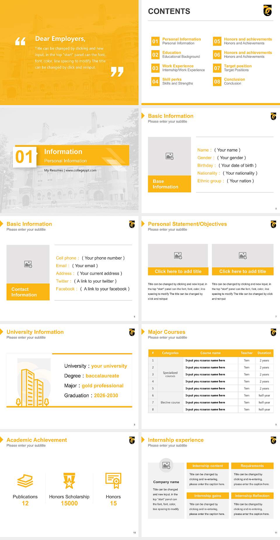Framingham State University Resume PPT Template4:3 ratio PPT effect preview image2