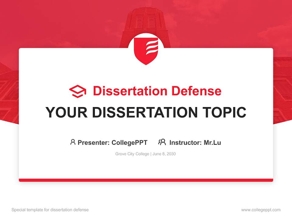 Grove City College Graduation Thesis Defense PPT Template4:3 ratio PPT effect preview image7