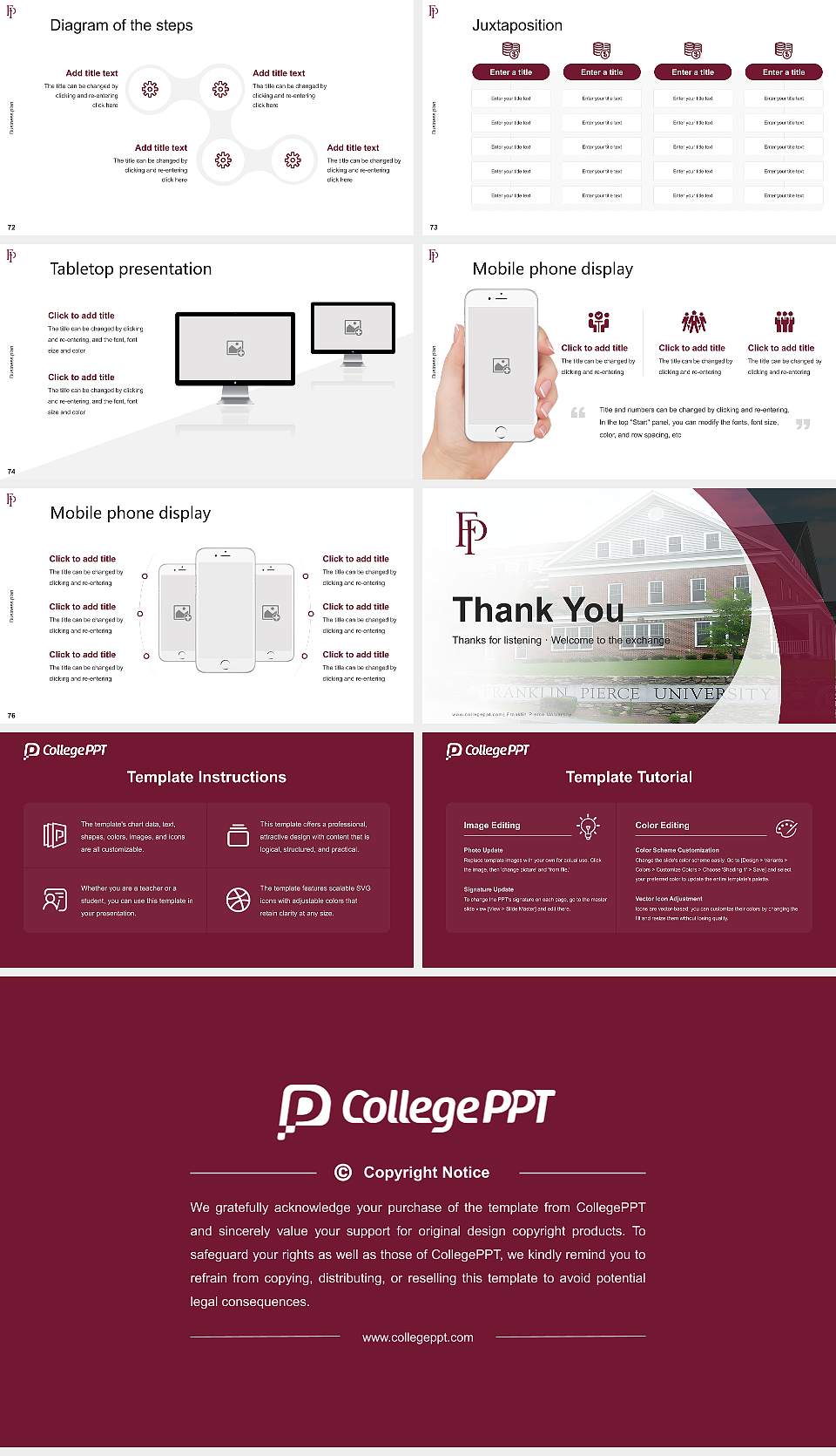 Franklin Pierce University Competition/Entrepreneurship Contest PPT Template16:9 ratio PPT effect preview image9
