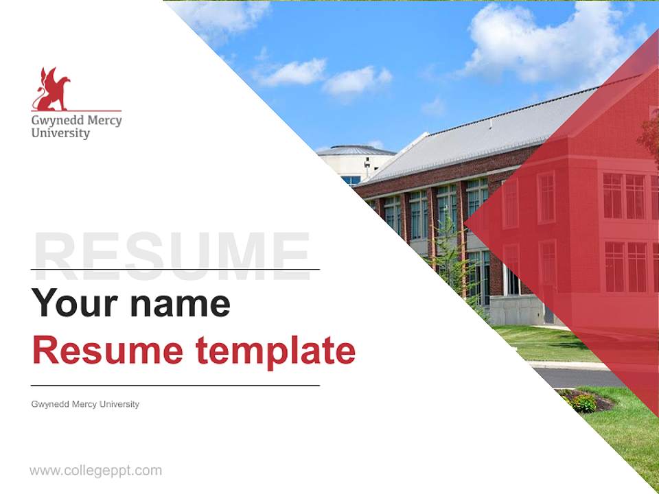Gwynedd Mercy University Resume PPT Template4:3 ratio PPT effect preview image5