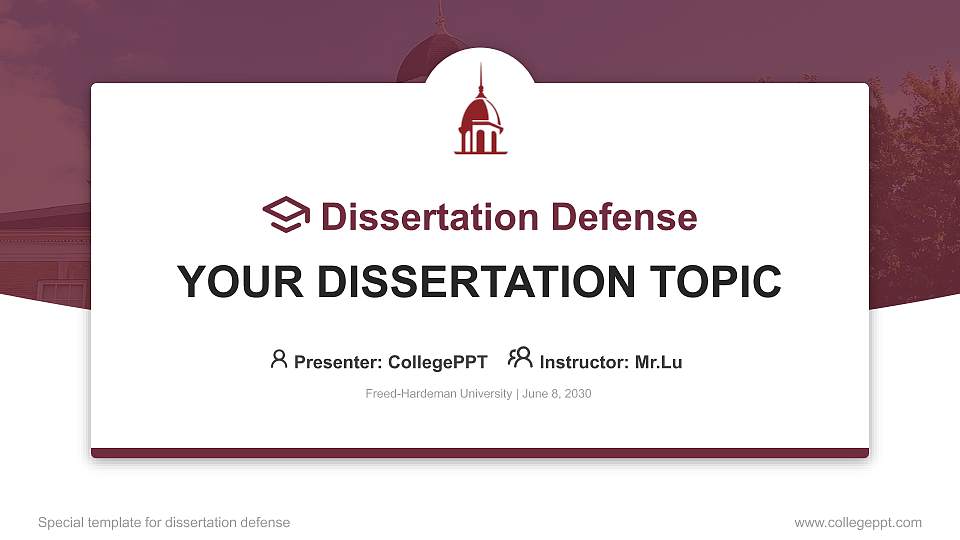 Freed-Hardeman University Graduation Thesis Defense PPT Template16:9 ratio PPT effect preview image