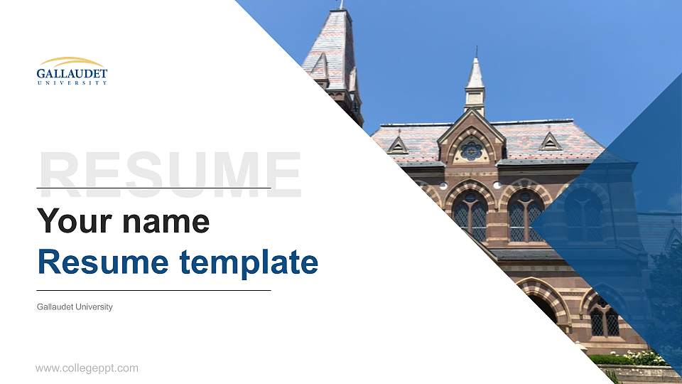 Gallaudet University Resume PPT Template16:9 ratio PPT effect preview image