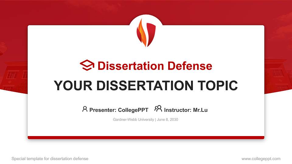 Gardner-Webb University Graduation Thesis Defense PPT Template16:9 ratio PPT effect preview image