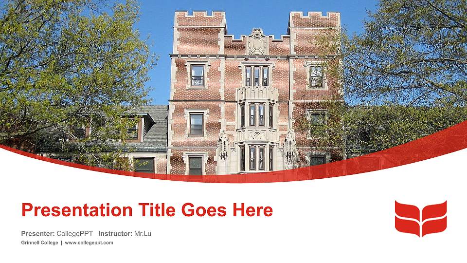 Grinnell College Course/Courseware Creation PPT Template16:9 ratio PPT effect preview image