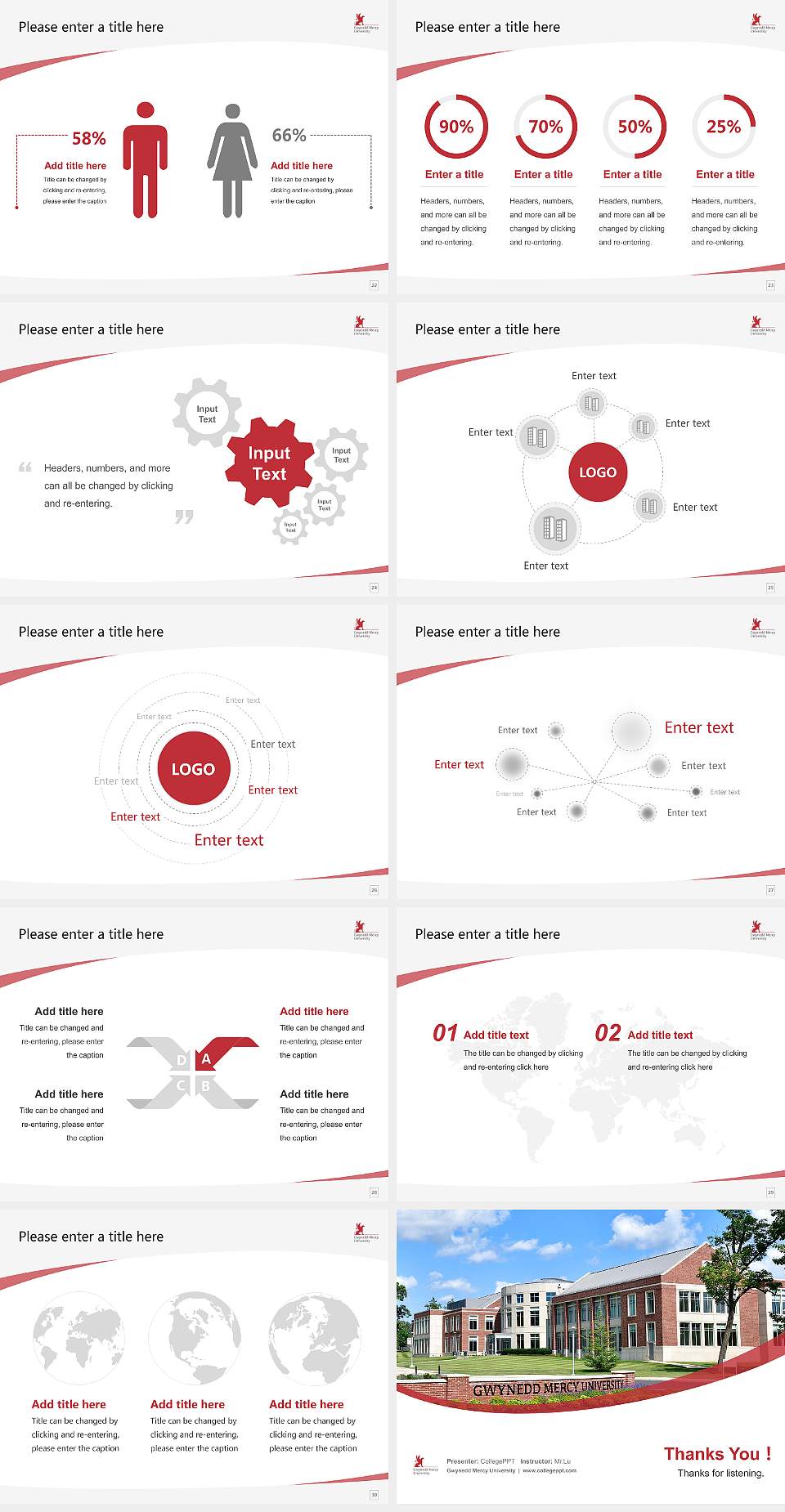 Gwynedd Mercy University Course/Courseware Creation PPT Template4:3 ratio PPT effect preview image4