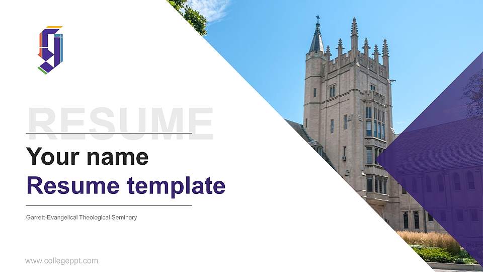 Garrett-Evangelical Theological Seminary Resume PPT Template16:9 ratio PPT effect preview image
